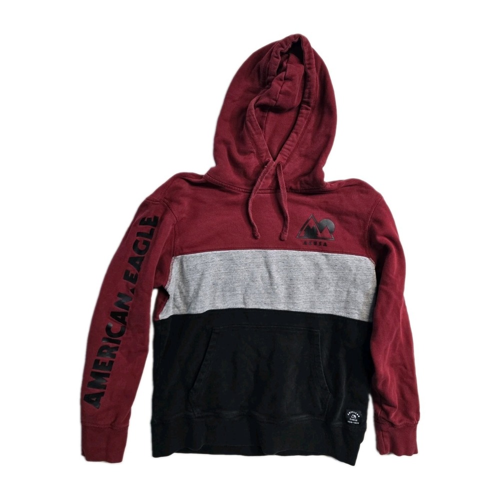 American Eagle Hoodie M Men Red Black Logo Sweatshirt